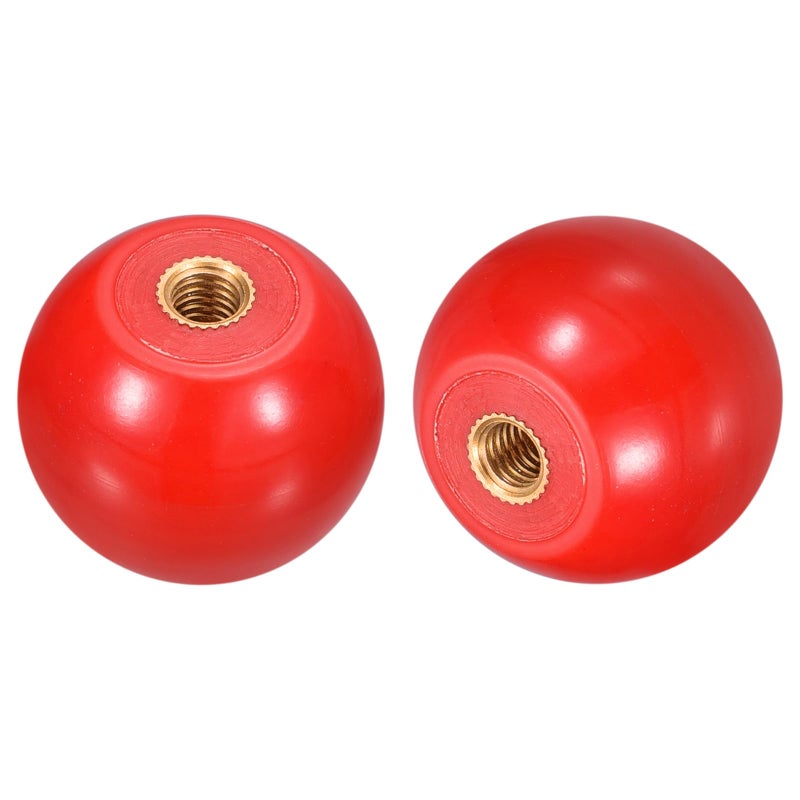 uxcell 4Pcs Threaded Ball Knobs, M5 Female Thread Thermoset Ball Knob 25mm Dia Round Operation Ball Handles with Copper Insert for Machine Lever Handle, Red - Image 1